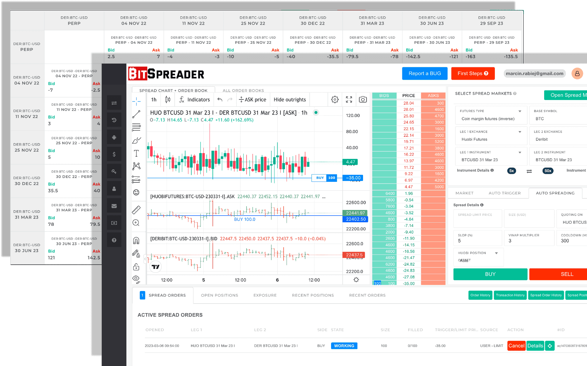 BitSpreader Crypto Spread Trading Platform Home